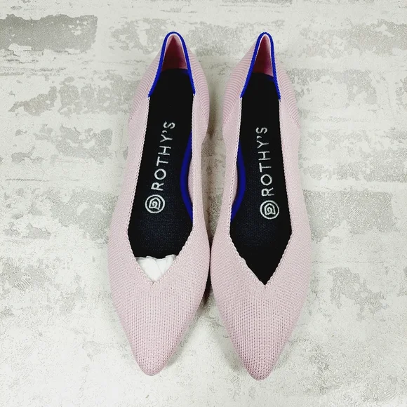 New Rothy's The Flat Pink Knit Pointy Toe Slip On Loafers W1007